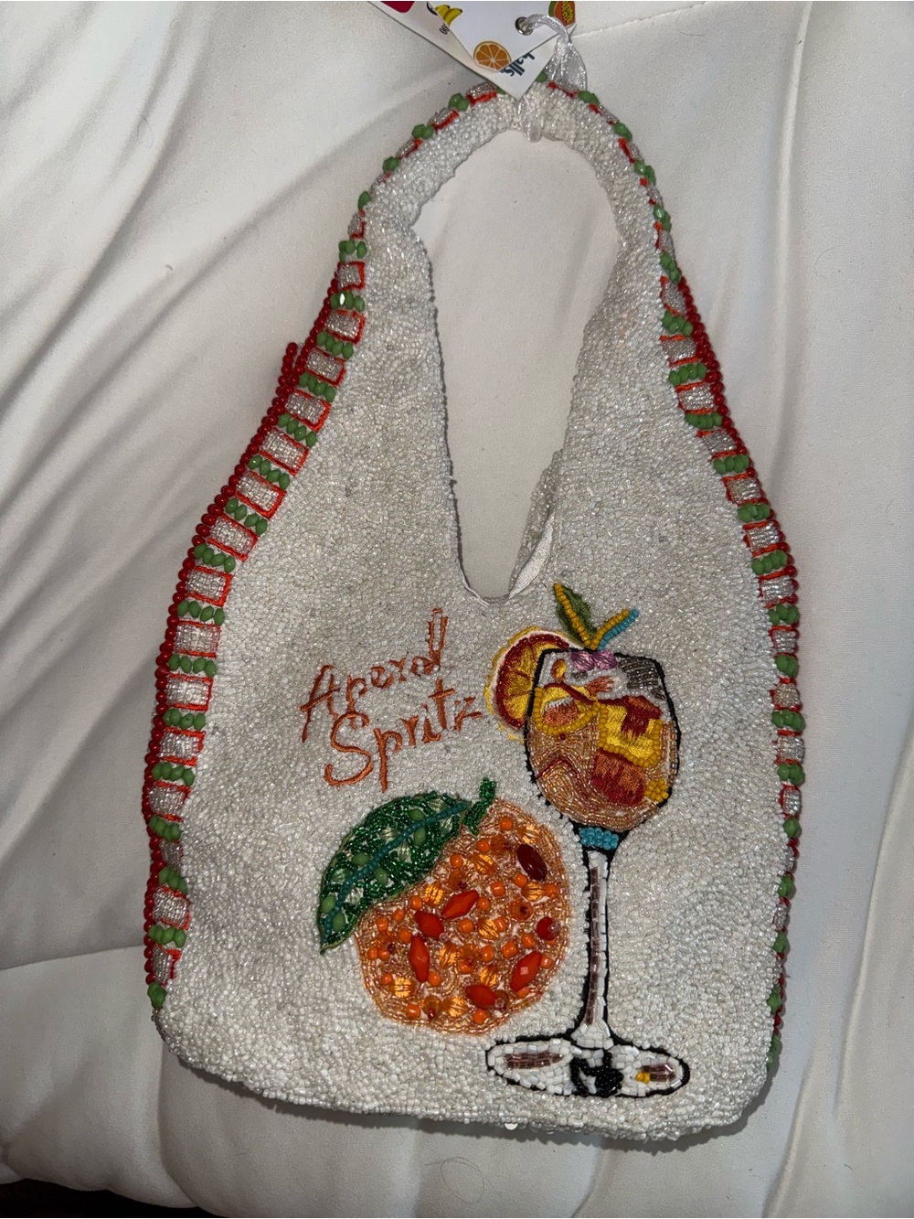 Aperol Spritz Beaded Shoulder Bag Handmade in India New With Tags - Picture 9 of 11